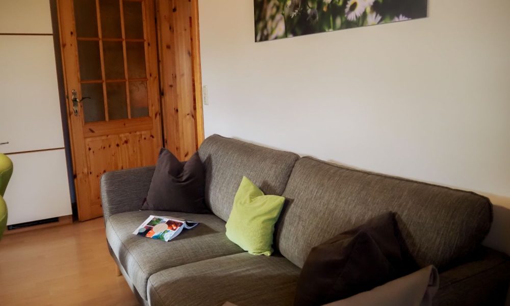 Alpenblick Wohnzimmer mit Couch, © fotografie Jacqueline Eichwalder